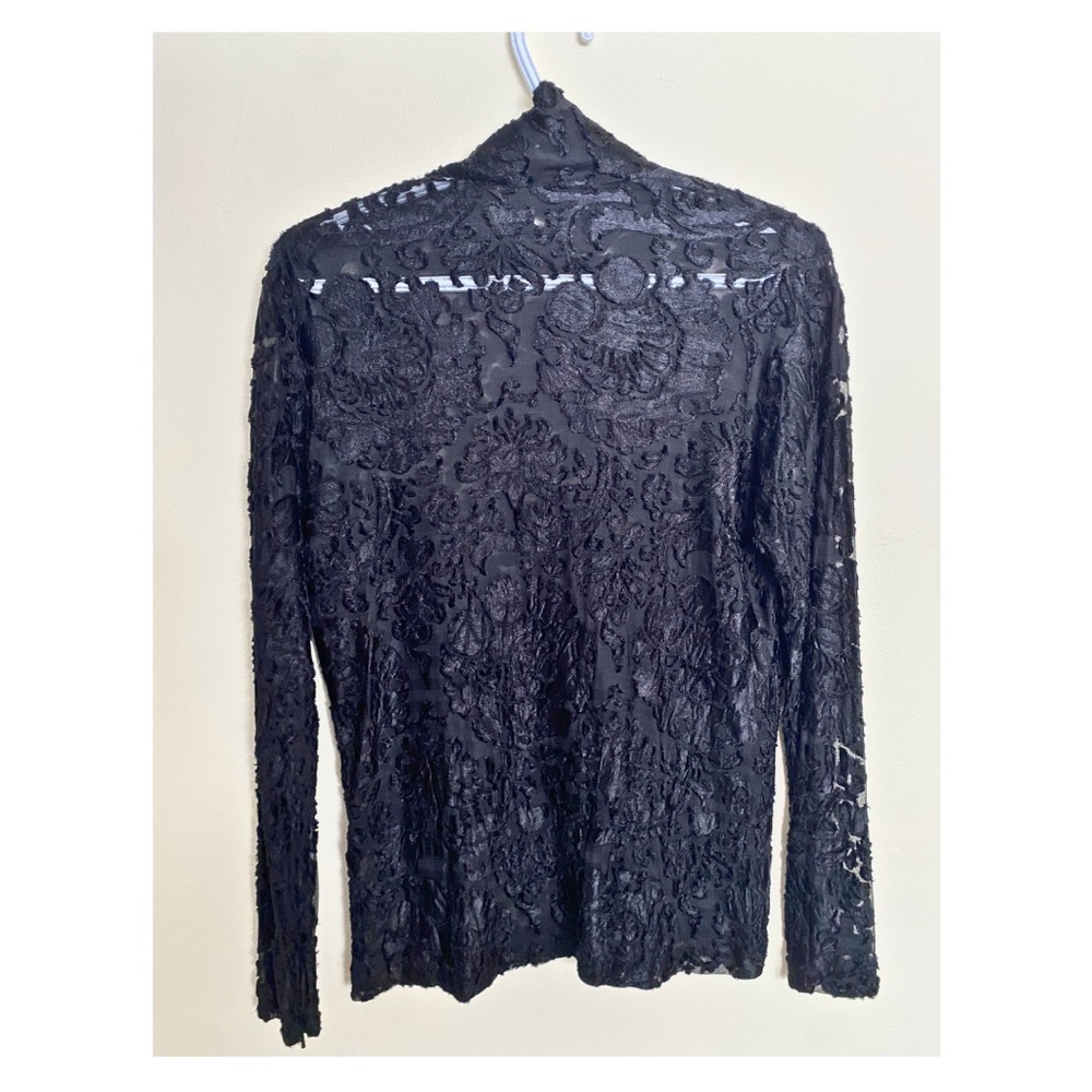 Ellen Tracy Elegant Victorian Black Lace Blouse - Picture 5 of 6